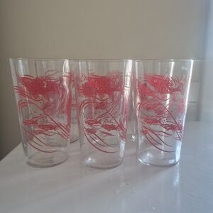 Red Fish Design Glass Tumblers